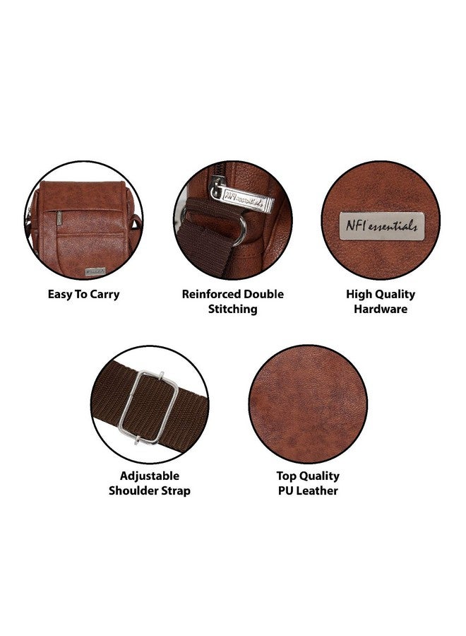 NFI essentials leather sling bag for men Crossbody Hand Bag Chest Sling Bag Side Shoulder Bag Stylish Travel Leather Slings Corporate Gift Item Passport Sling Messenger office side bag (Tan) - Image 3