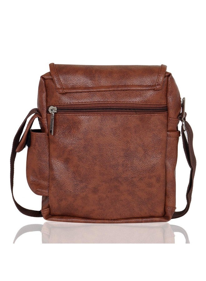 NFI essentials leather sling bag for men Crossbody Hand Bag Chest Sling Bag Side Shoulder Bag Stylish Travel Leather Slings Corporate Gift Item Passport Sling Messenger office side bag (Tan) - Image 2