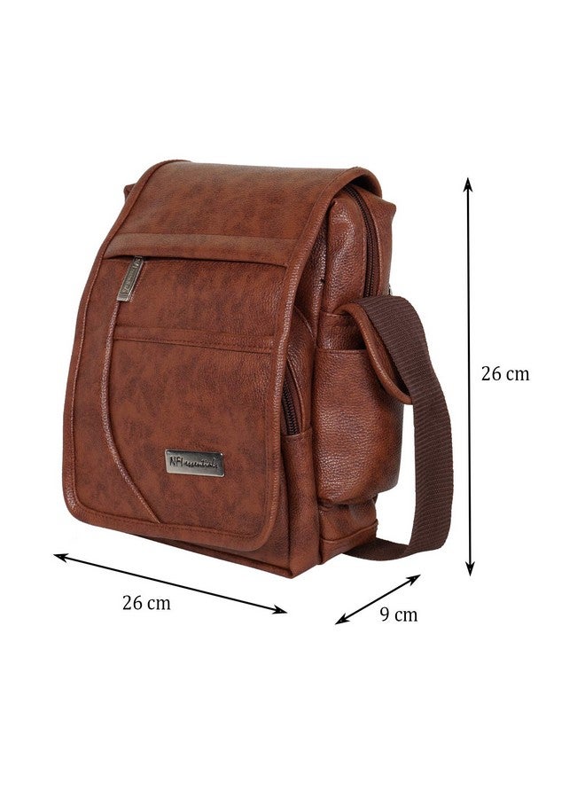 NFI essentials leather sling bag for men Crossbody Hand Bag Chest Sling Bag Side Shoulder Bag Stylish Travel Leather Slings Corporate Gift Item Passport Sling Messenger office side bag (Tan) - Image 4