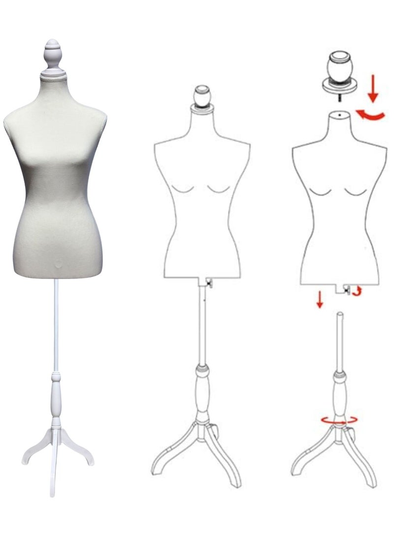 ORTUK Women Sewing Mannequin Torso Dress Foam, Adjustable Female Mannequin Body Torso, Strong Plastic Tripod and Head with Stainless Steel Tube, Pinnable Mannequin Display Dressmaker Sewing Clothes 170cm - Image 4