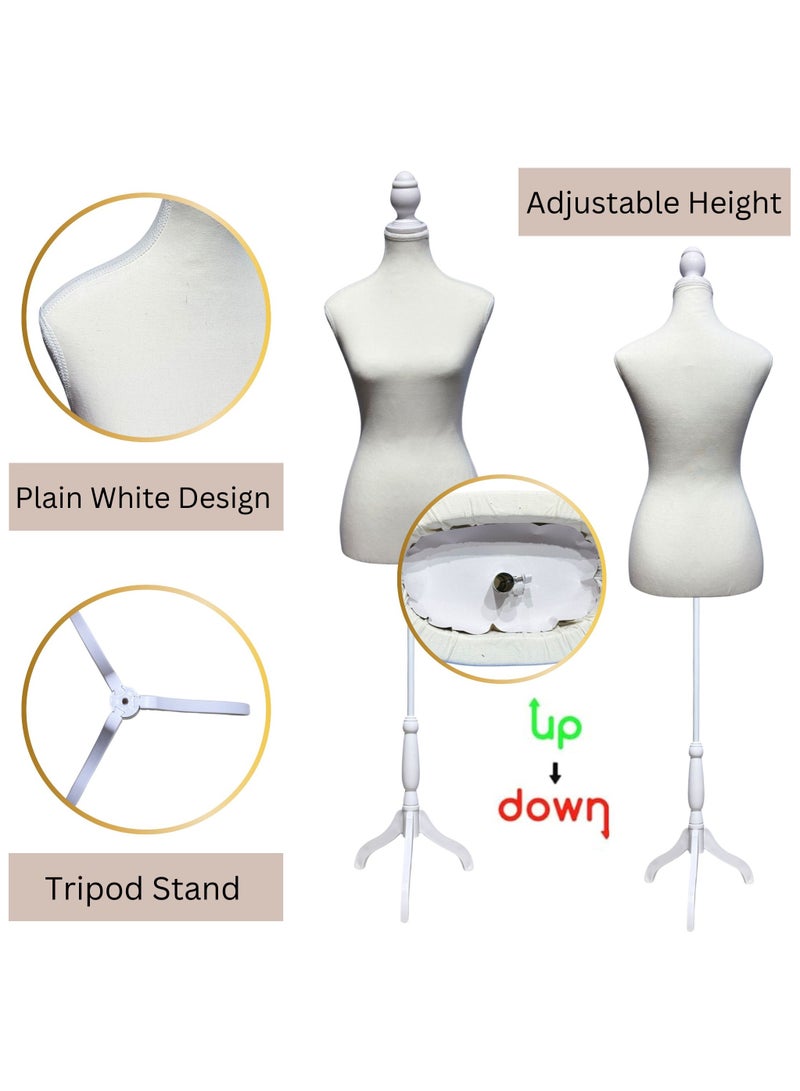 ORTUK Women Sewing Mannequin Torso Dress Foam, Adjustable Female Mannequin Body Torso, Strong Plastic Tripod and Head with Stainless Steel Tube, Pinnable Mannequin Display Dressmaker Sewing Clothes 170cm - Image 3