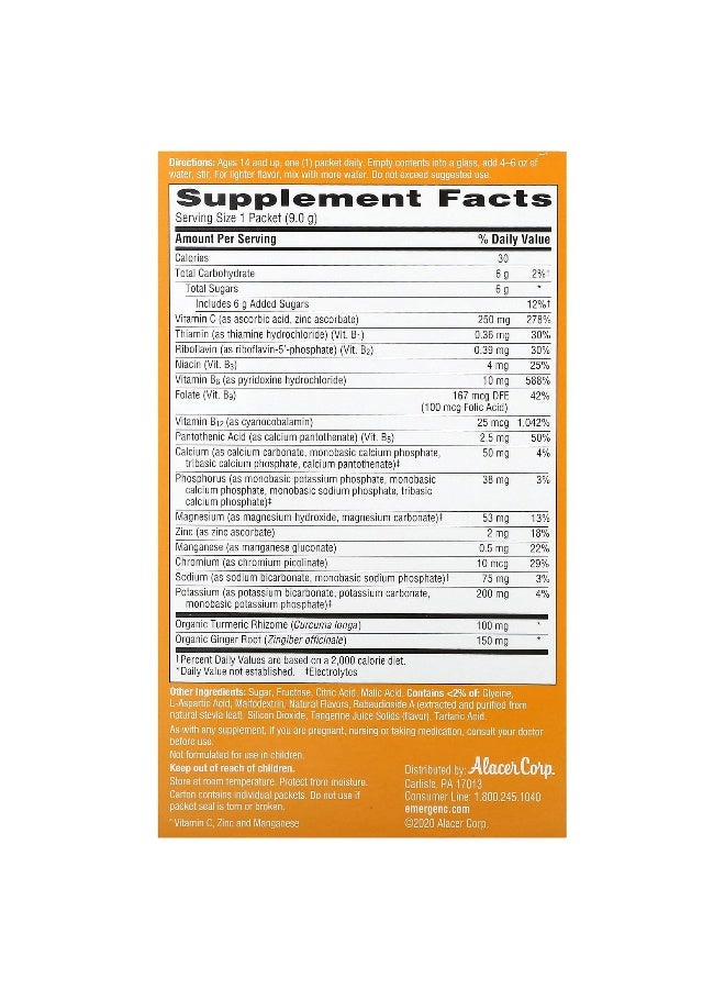 Emergen-C Emergen-C, Turmeric & Ginger, Citrus-Ginger, 18 Packets, 0.32 oz (9 g) Each - Image 2
