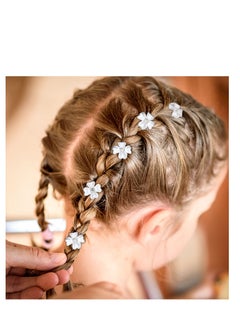 Excefore 20 Pcs Tiny Claw Clips for Girls Flower, Mini Rhinestone Flower Hair Clips, Bride Wedding Hair Pins, Suitable for Decorative Hair Clips Hair Accessories for Girls (White）  - Image 5