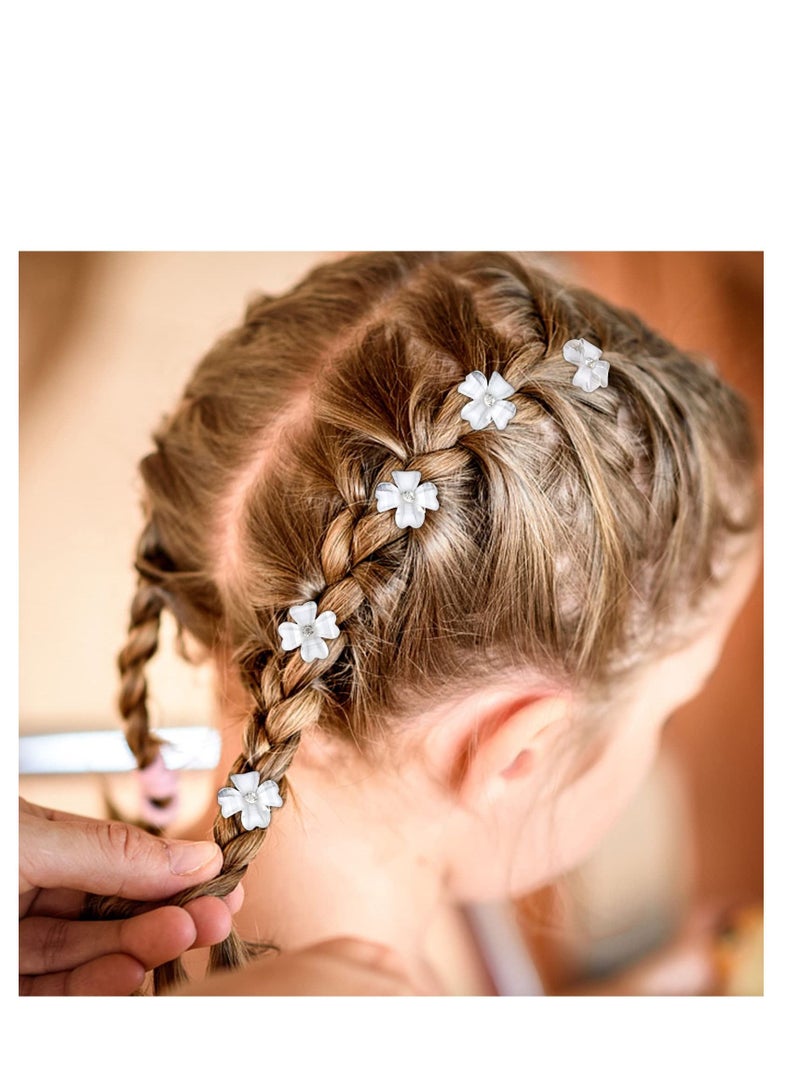 Excefore 20 Pcs Tiny Claw Clips for Girls Flower, Mini Rhinestone Flower Hair Clips, Bride Wedding Hair Pins, Suitable for Decorative Hair Clips Hair Accessories for Girls (White） - Image 5