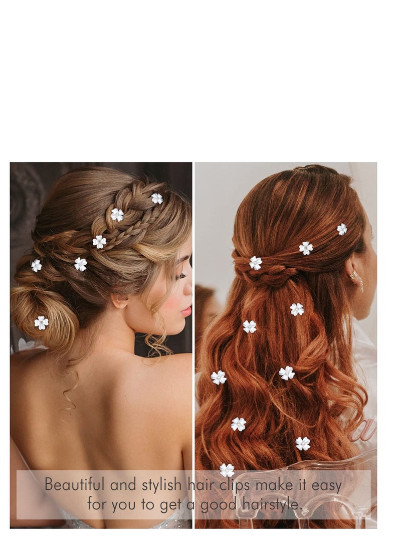 Excefore 20 Pcs Tiny Claw Clips for Girls Flower, Mini Rhinestone Flower Hair Clips, Bride Wedding Hair Pins, Suitable for Decorative Hair Clips Hair Accessories for Girls (White） - Image 2