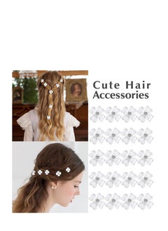 Excefore 20 Pcs Tiny Claw Clips for Girls Flower, Mini Rhinestone Flower Hair Clips, Bride Wedding Hair Pins, Suitable for Decorative Hair Clips Hair Accessories for Girls (White）  - Image 3