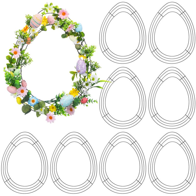 Memorywuu 6 Pcs 15.5 Inches Easter Wreath Egg Wire Wreath Form Garden Egg Shaped Form Frame for Easter DIY Craft Project Indoor Outdoor Holiday Door Porch Hanging Decor - Image 1