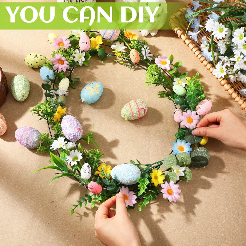 Memorywuu 6 Pcs 15.5 Inches Easter Wreath Egg Wire Wreath Form Garden Egg Shaped Form Frame for Easter DIY Craft Project Indoor Outdoor Holiday Door Porch Hanging Decor - Image 2