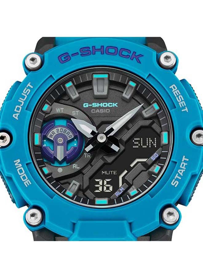 CASIO Unisex Analog Plus Digital Round Watch GA-2200-2ADR - 50 mm - Blue - Image 4