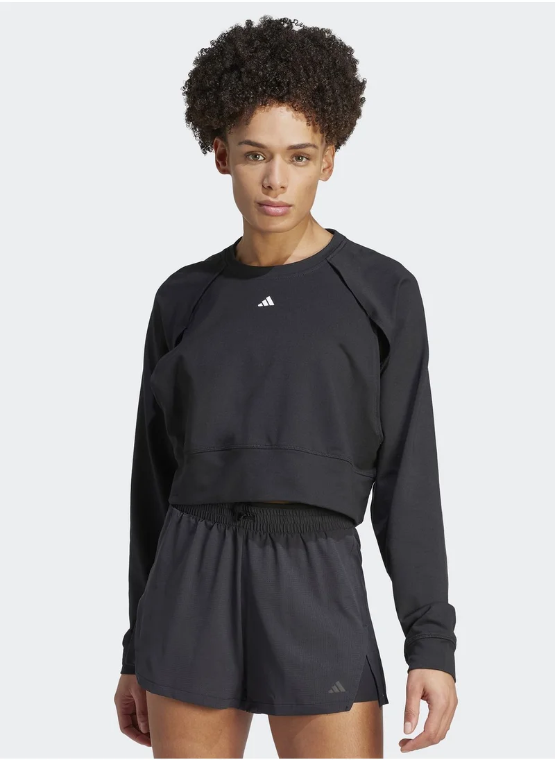 Adidas Power Aeroready Crop Cover-Up Sweatshirt