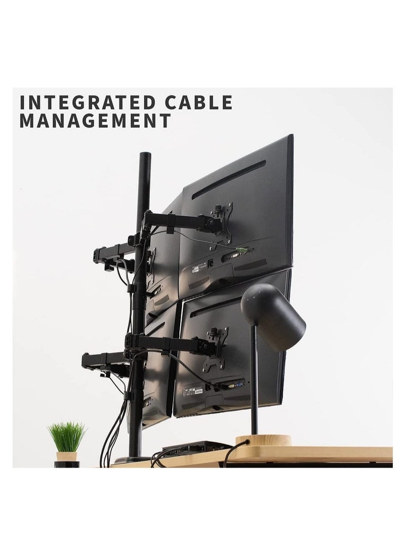 ELTRAZONE 13 to 30 inch Monitor Free-Standing Mount, Fully Adjustable Desk Stand, Holds 4 Flat or Curved Display Screens  - Image 5