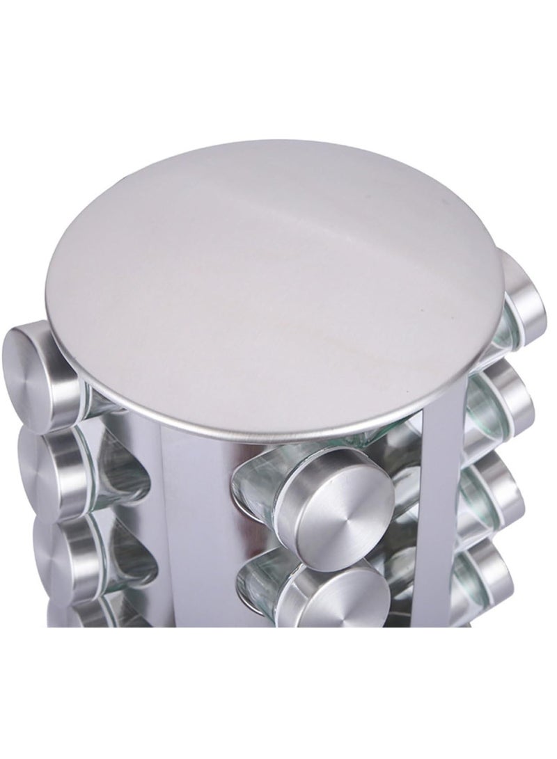 ELTRAZONE Revolving Spice Rack Organizer With Jars, Spice Organizer For Cabinets Countertop, Stainless Steel Seasoning Organizer For Easy Mess Free Transfer (Color : A, Size : 16 Jars) - Image 3