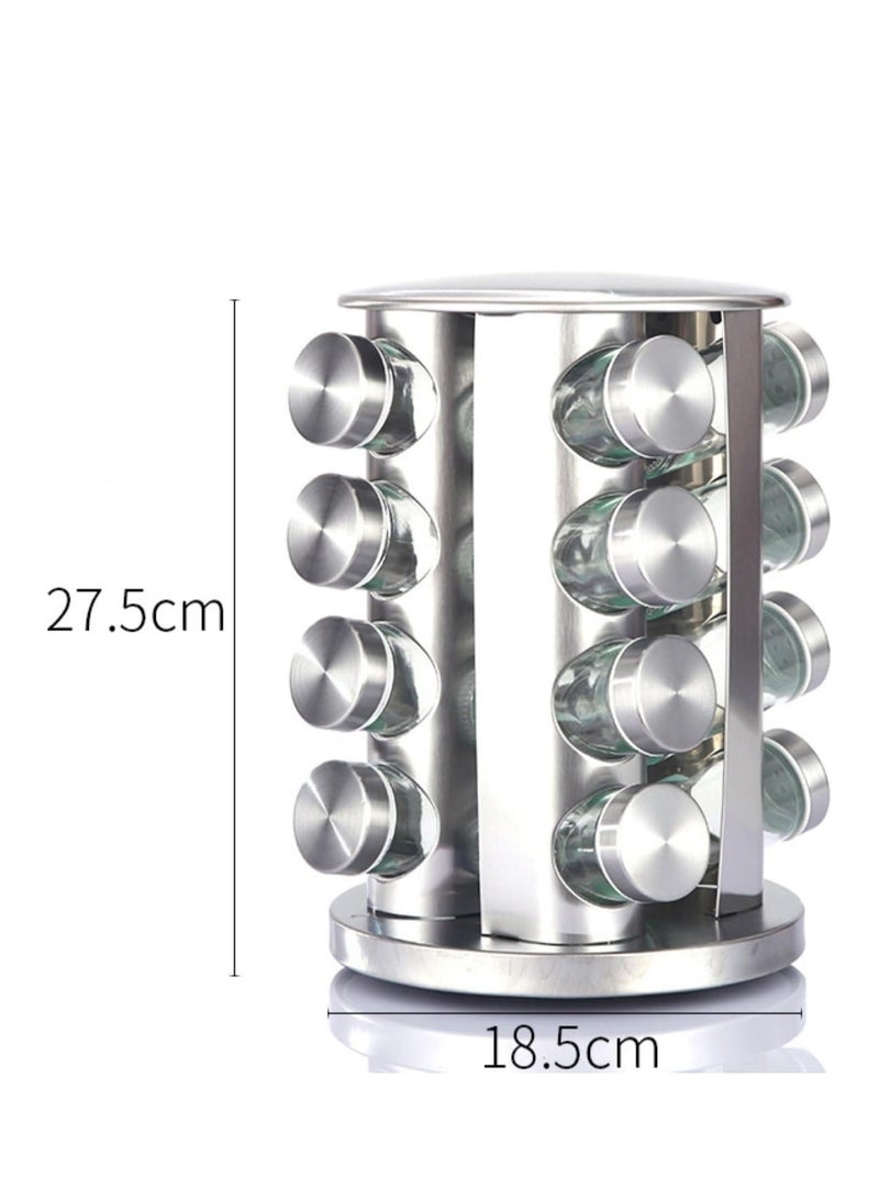 ELTRAZONE Revolving Spice Rack Organizer With Jars, Spice Organizer For Cabinets Countertop, Stainless Steel Seasoning Organizer For Easy Mess Free Transfer (Color : A, Size : 16 Jars) - Image 2