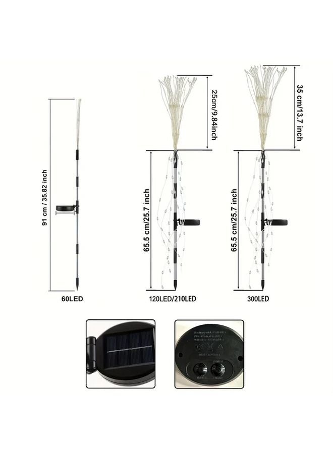 210LED White Solar Fireworks Lights Outdoor IP65 8 Modes For Garden Patio Party - Image 4