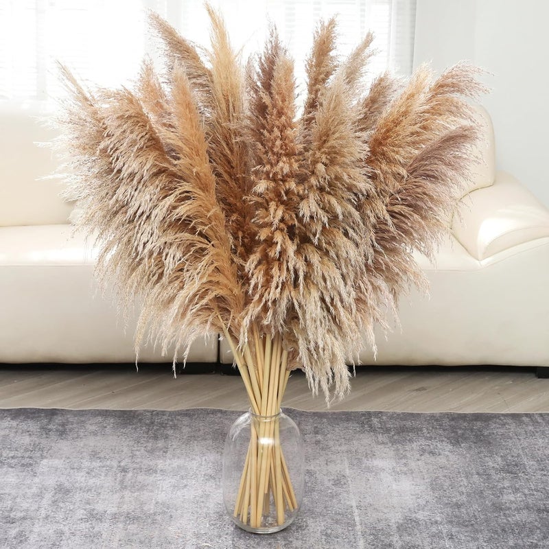 Pasuvsigt 40" inch 12 pcs Natural Pampas Grass Decor Tall,Boho Home Decor,Pompas Grass,Dried Tall Pampas Grass for Wedding Floral Arrangements,Farmhouse,Party,Farmhouse,Wall,Bedroom Decor - Image 1