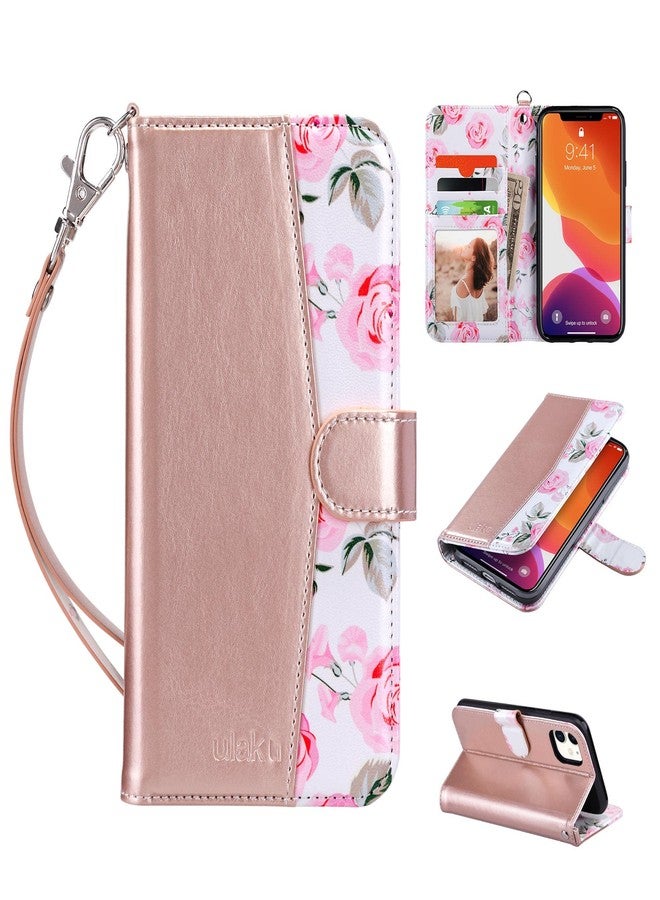 ULAK Compatible with iPhone 11 Wallet Case for Women, Premium PU Leather Folio Flip Cover with Card Holders Kickstand Shockproof Protective Cover 11 6.1 inch, Rose Gold - Image 1