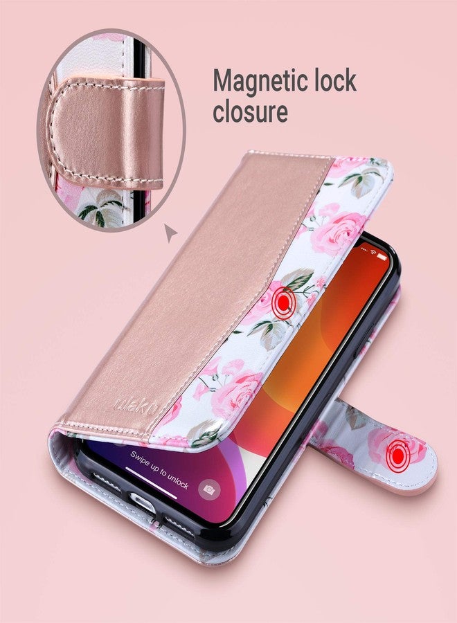 ULAK Compatible with iPhone 11 Wallet Case for Women, Premium PU Leather Folio Flip Cover with Card Holders Kickstand Shockproof Protective Cover 11 6.1 inch, Rose Gold - Image 3