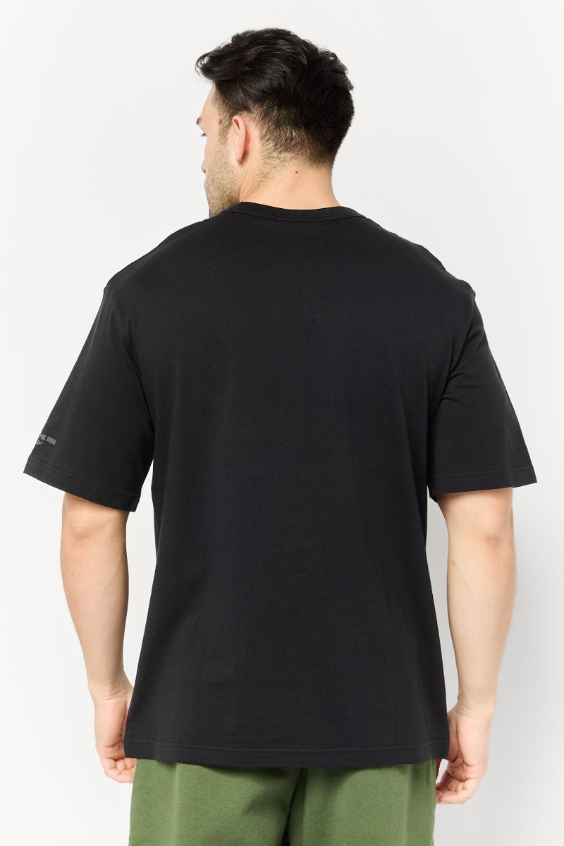 Reebok Men Sportswear Fit Brand Logo Short Sleeves Outdoor T-Shirt, Black - Image 4