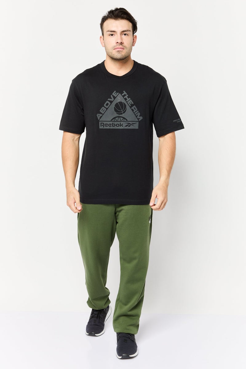 Reebok Men Sportswear Fit Brand Logo Short Sleeves Outdoor T-Shirt, Black - Image 2