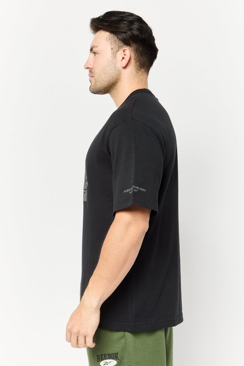 Reebok Men Sportswear Fit Brand Logo Short Sleeves Outdoor T-Shirt, Black - Image 3