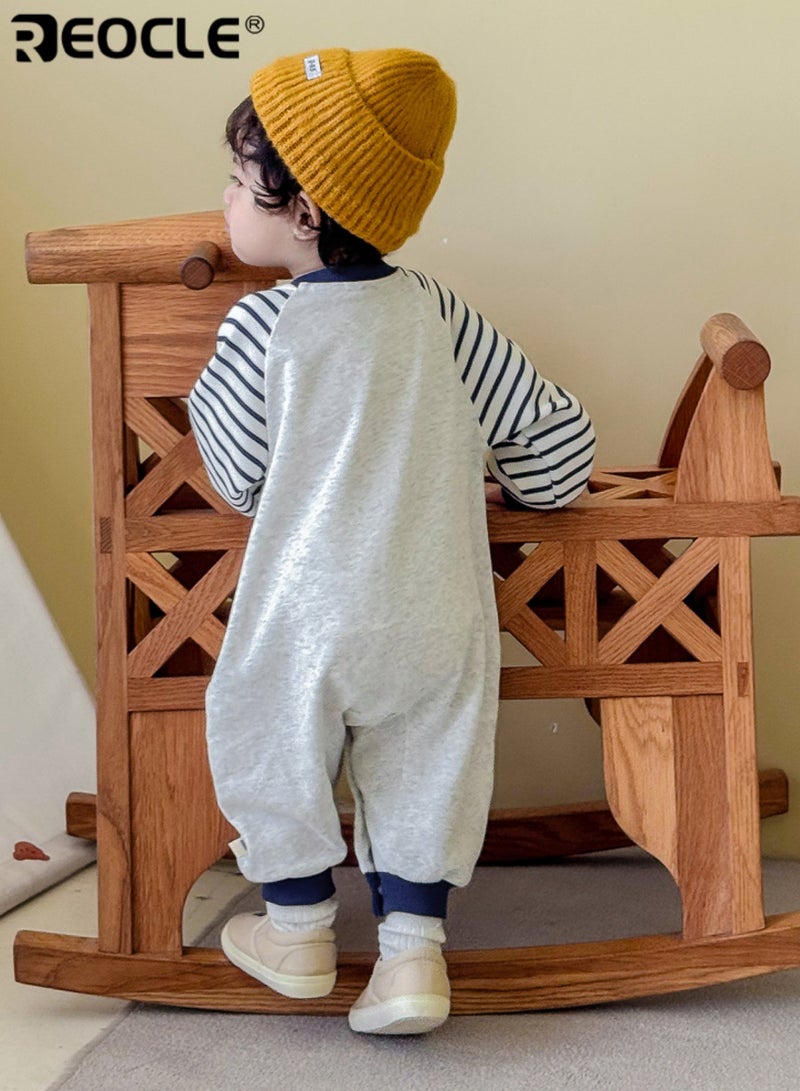 ريوكل بدلة الأطفال ذات التصميم الكرتوني المُطرز وأسلوب الموضة، قطعة واحدة للأطفال الرضع مصنوعة من القطن الناعم لارتداء حديثي الولادة في فصل الخريف - Image 3