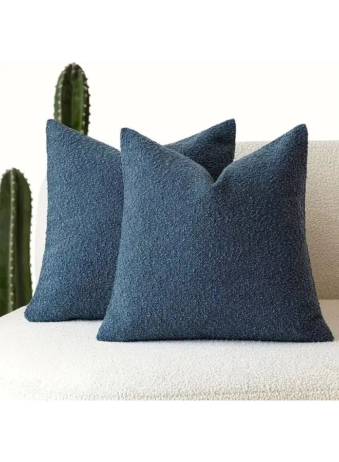 Blue Chenille Cushion Cover 19 69x19 69 Inch Soft Pillow Case For Sofa Car Office - Image 1