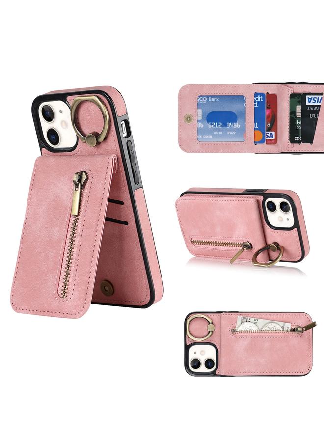 Zaboon Case For iPhone 12 Retro Ring and Zipper RFID Card Slot Phone Case - Image 1