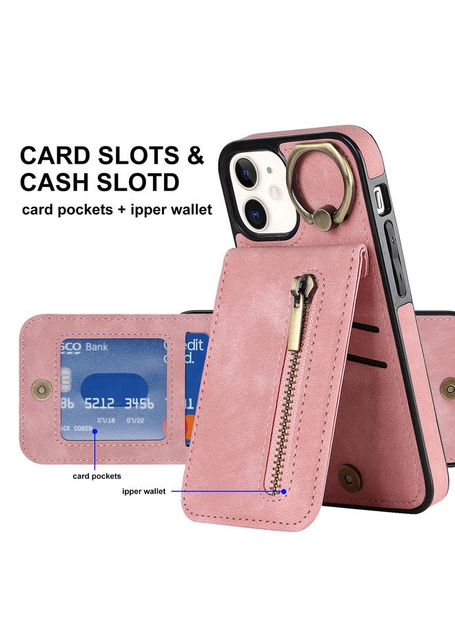 Zaboon Case For iPhone 12 Retro Ring and Zipper RFID Card Slot Phone Case - Image 3