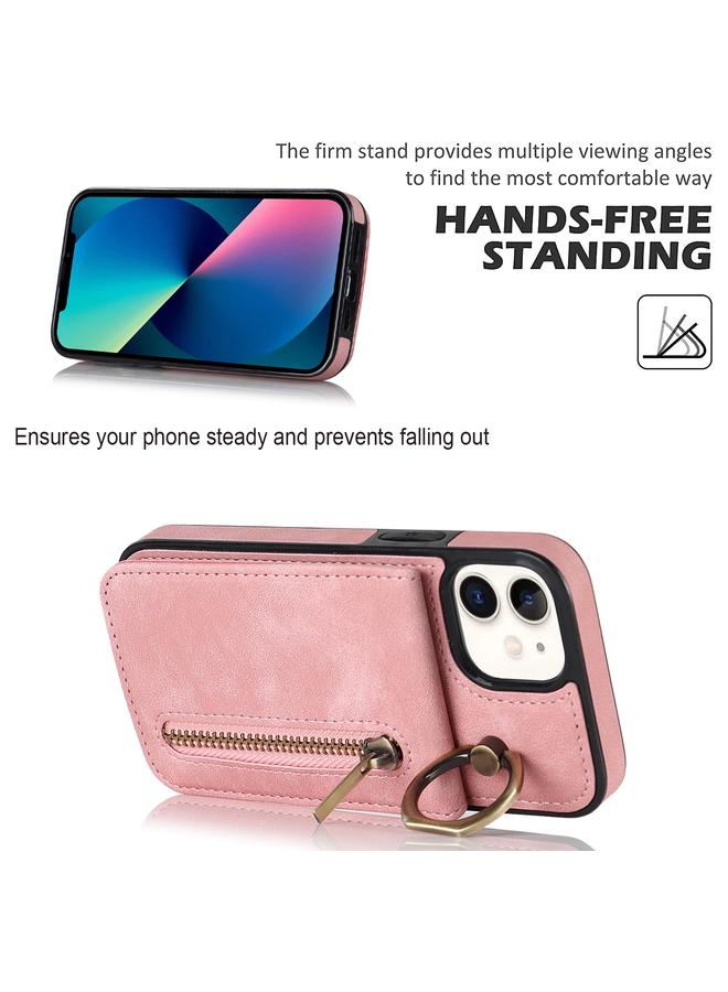 Zaboon Case For iPhone 12 Retro Ring and Zipper RFID Card Slot Phone Case - Image 5