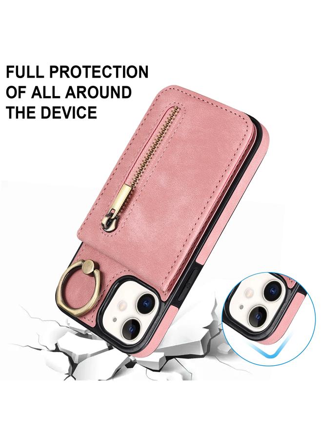 Zaboon Case For iPhone 12 Retro Ring and Zipper RFID Card Slot Phone Case - Image 4