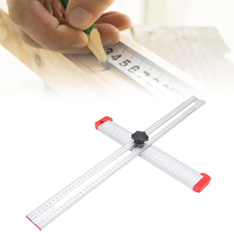60 سم مسطرة تثبيت الحفر بزاوية قابلة للتعديل من سبائك الألومنيوم مع مربع T وجهاز تثبيت ومقاييس واضحة - Image 4