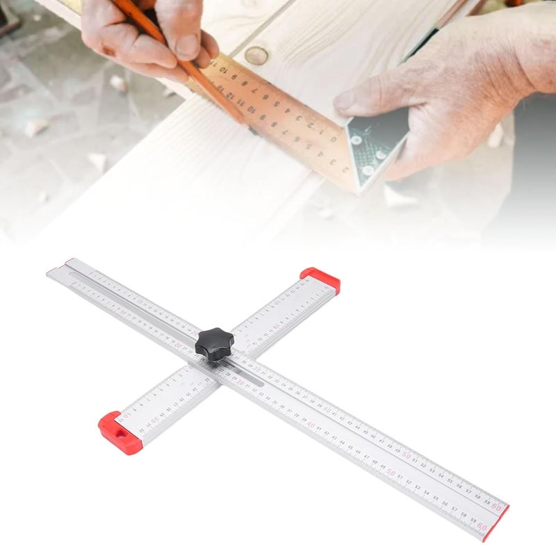 60 سم مسطرة تثبيت الحفر بزاوية قابلة للتعديل من سبائك الألومنيوم مع مربع T وجهاز تثبيت ومقاييس واضحة - Image 5