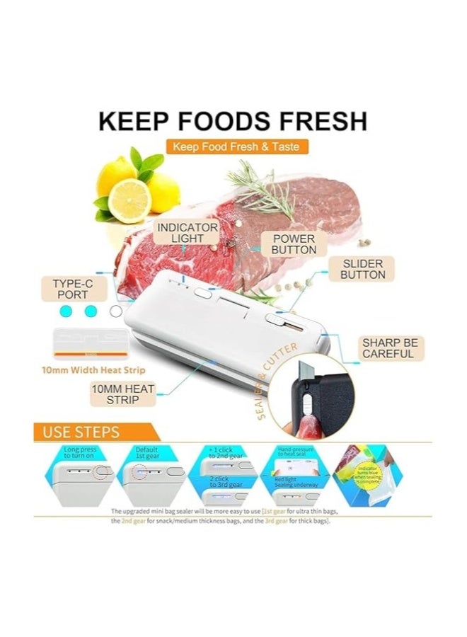 Mini Bag Sealer, USB Rechargeable Heat Sealer, Heat Cutter u0026 Sealer, Handy Chip Bag Resealer, Kitchen Gadget for Snack Cookies Plastic Bags Foods Storage Fresh  - Image 4