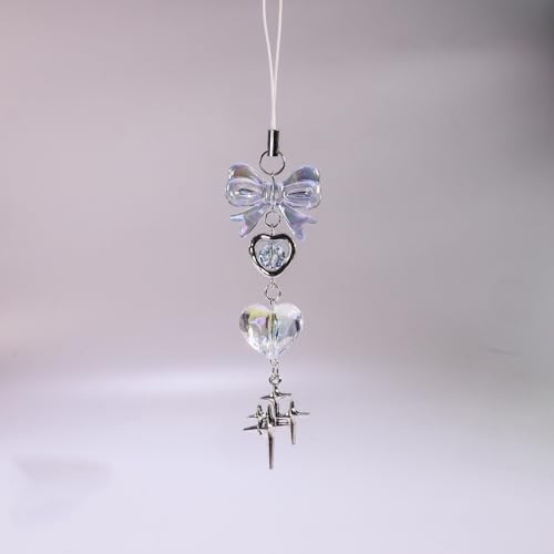 cioatu Homvog 1-4PCS Cute Phone Charms Aesthetic Y2K Cell Phone Charms Strap Strawberry Butterfly Star PhoneCharm Y2K Accessories for Bag Keychain Airpods Camera Pendants Decor (2x Blue Heart Star) - Image 2