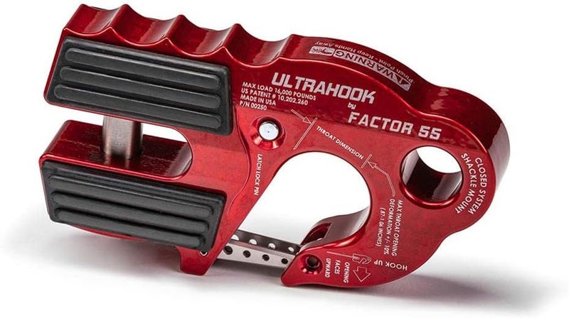 Factor 55 ULTRAHOOK Winch Hook with Shackle Mount - Red - Image 1