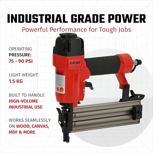 Kaymo NEO-PB18G50 Pneumatic Brad Nailer | F Series | 18 Gauge | 1.28 Kg Lightweight Tool | 75–90 PSI | 360° Air Exhaust | Depth Adjustment | Metal Magazine | Unjamming Catch | Furniture Wood - Image 4