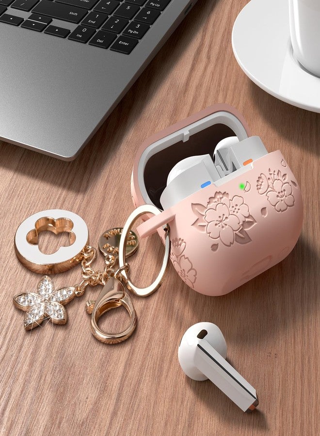 VISOOM Case for Samsung Galaxy Buds 3 Pro and Galaxy Buds 3 (2024) Silicone Earbuds Case Cover Women Wireless Charging Case with Girl Bling Keychain - Image 3