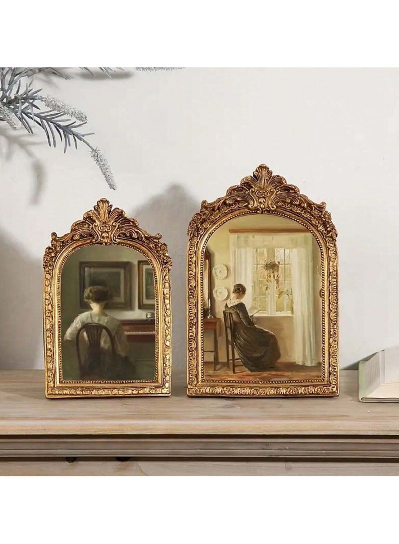 Classical Wall Art Prints with Vintage Gold Picture Frame, Girl Reading Canvas Oil Paintings Farmhouse Room Decor for Bedroom Study Room Dorm, Gift for Book Lovers Birthday Housewarming, （S,7.48x4.72） - Image 2