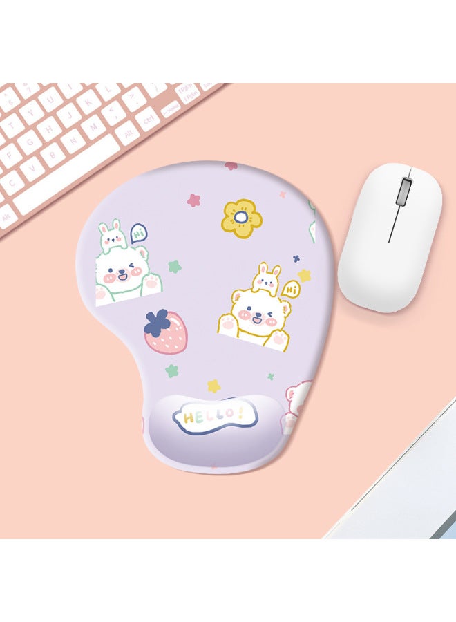 Comfortable Simple Cartoon Series Silicone Wrist Rest Mouse Pad Office Gaming Anti-slip Desk Mat Wrist Support Hand Rest Pad-Color:Color Map Opp Packaging-Pattern:MH017-3-cute Bear