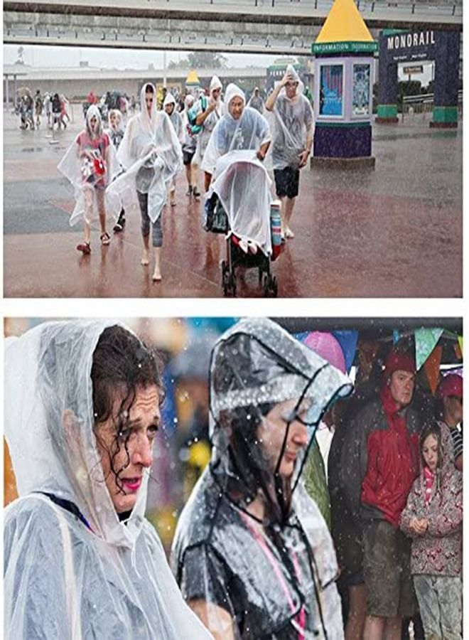 SYOSI Disposable Rain Ponchos for Adult, 5Pcs Clear Rain Coat Jacket with Drawstring Hood and Elastic Sleeve for Women Men, for Travel Outdoor Amusement Park Hiking Emergency Disposable Poncho (Blue) - Image 5