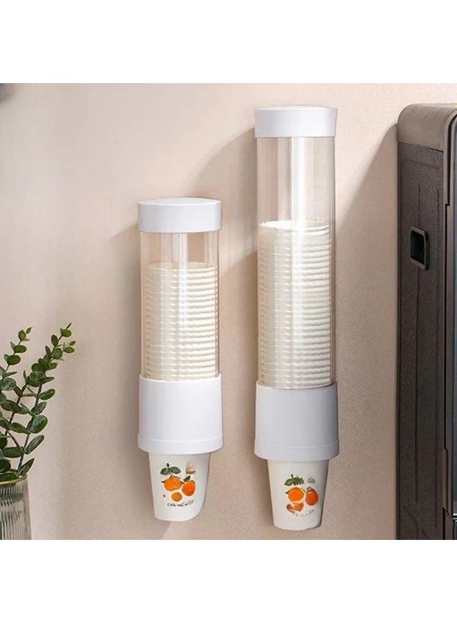 Wall Mounted Cup Holder White No Drill Installation Heavy Duty PP Plastic Dispenser - Image 4