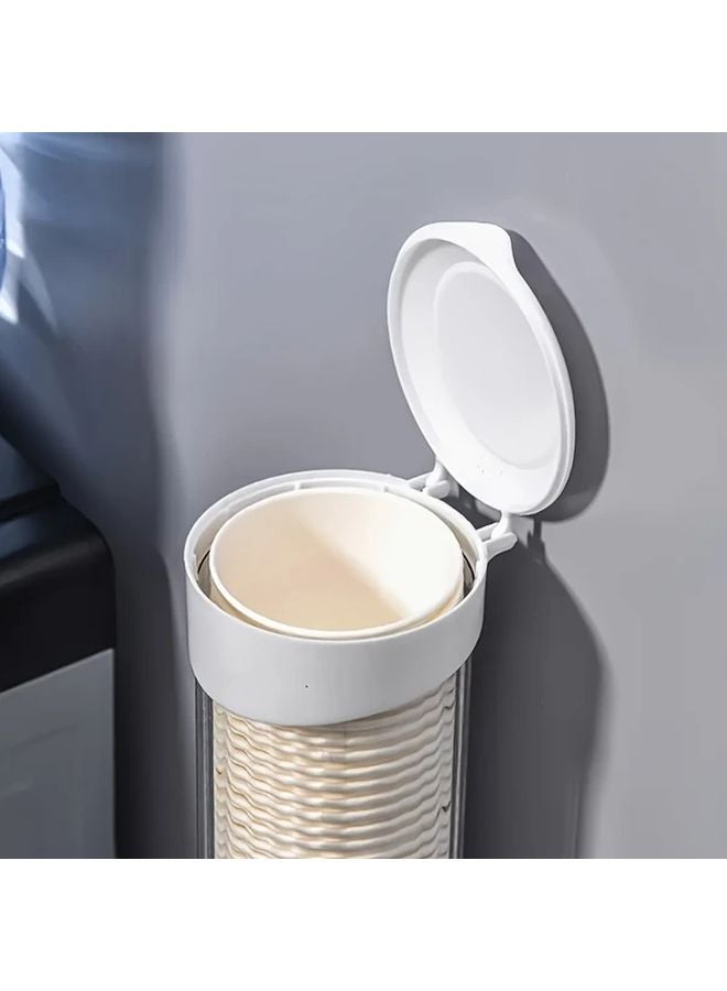 Wall Mounted Cup Holder White No Drill Installation Heavy Duty PP Plastic Dispenser - Image 3