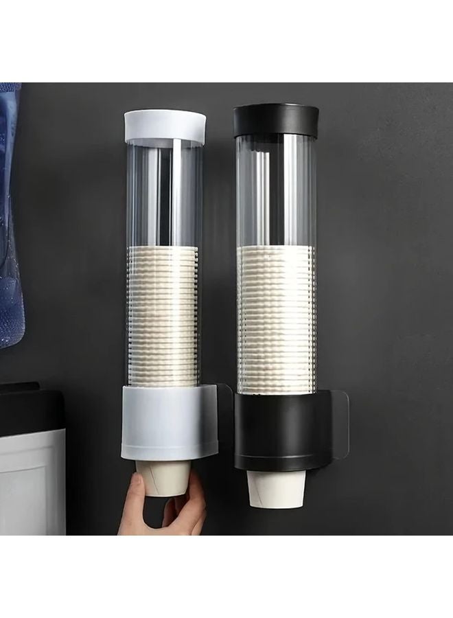 Wall Mounted Cup Holder White No Drill Installation Heavy Duty PP Plastic Dispenser - Image 2