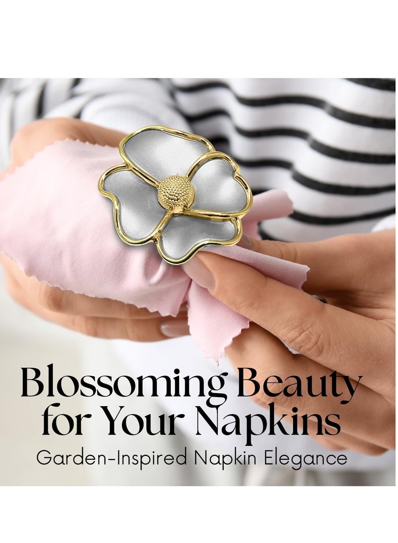 Flower Napkin Rings Elegant Napkin Holders for Paper Napkins and Table Cloths for Casual Dinner   Thanksgiving Decorations Non-Rust Gold Set of 12  - Image 5