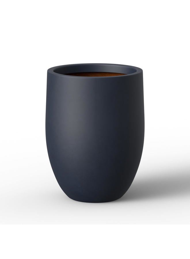 kante 11.8 Inch Tall Concrete Planter, Large Indoor Outdoor Plant Pot with Drainage, Smooth Charcoal Finish with Forest Green Interior, Ideal for Porch, Home, Garden, Patio - Image 1