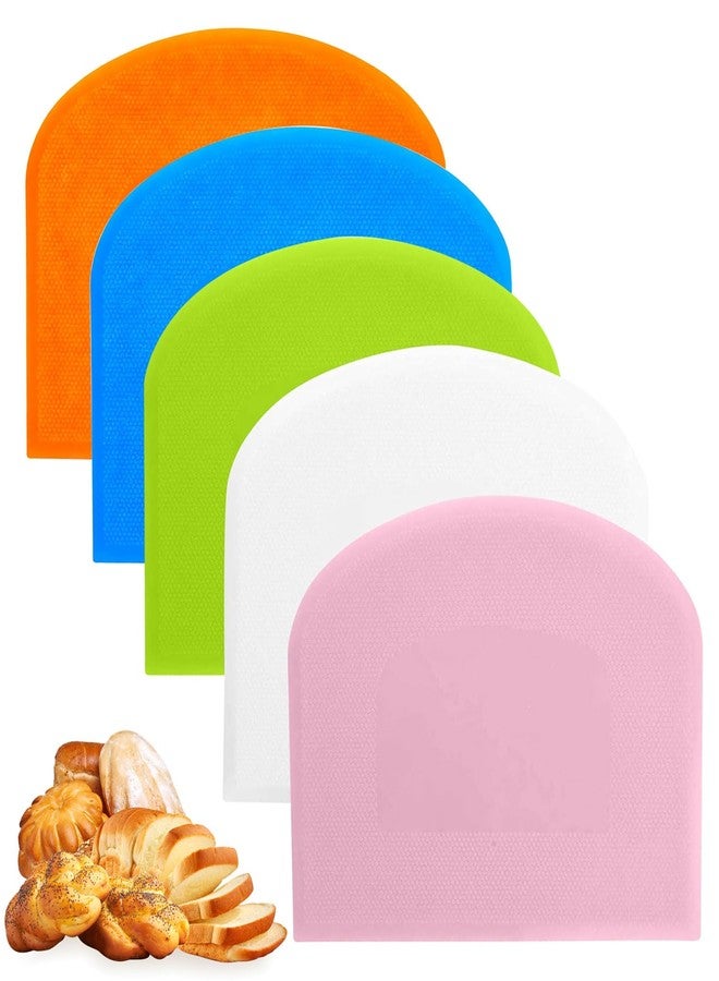 OLLBIT 5 Pcs Dough Scraper Bench Scraper 4.65x3.66" Plastic Flexible Bowl Scraper Sharp-Edged Multi-Angle Cake Scraper Non-Slip Baking Tool Decorating Tool Shaping Tool (5Pcs Five colors) - Image 1
