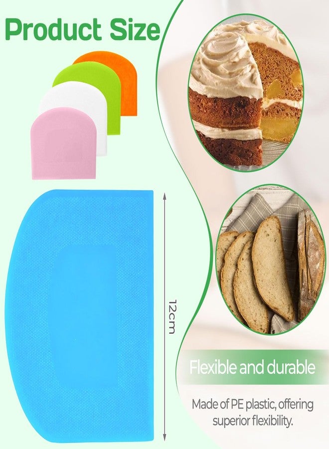 OLLBIT 5 Pcs Dough Scraper Bench Scraper 4.65x3.66" Plastic Flexible Bowl Scraper Sharp-Edged Multi-Angle Cake Scraper Non-Slip Baking Tool Decorating Tool Shaping Tool (5Pcs Five colors) - Image 2