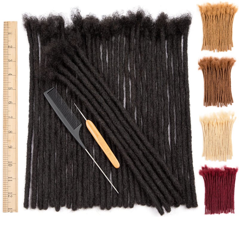 Originea DAIXI 08cm Thickness 12 Inch 60 Strands and 04 06cm 100 Real Human Hair Dreadlock Extensions for ManWomen Full Head Handmade Permanent loc Extensions Bundles Can Be Dyed Bleached Curled Twisted - Image 2