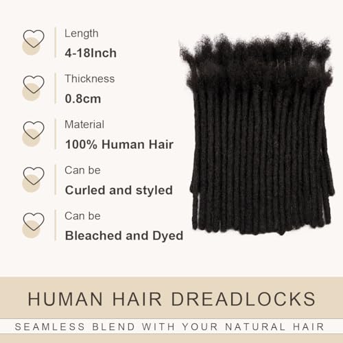Originea DAIXI 08cm Thickness 12 Inch 60 Strands and 04 06cm 100 Real Human Hair Dreadlock Extensions for ManWomen Full Head Handmade Permanent loc Extensions Bundles Can Be Dyed Bleached Curled Twisted - Image 3