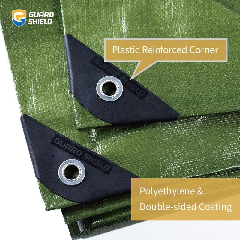 GUARD SHIELD Heavy Duty Tarp 12x16 Feet Green Multi Purpose Thick Waterproof Poly Tarp Cover 10mil - Image 2